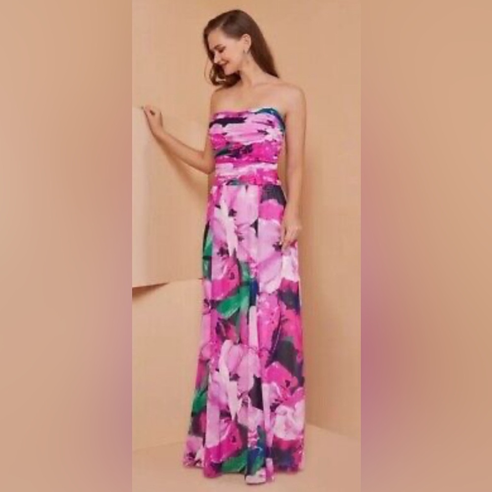 Strapless Ralph Lauren floral evening dress